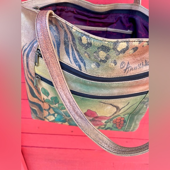 Vintage Anuschka hand painted leather shoulder bag - Picture 6 of 16